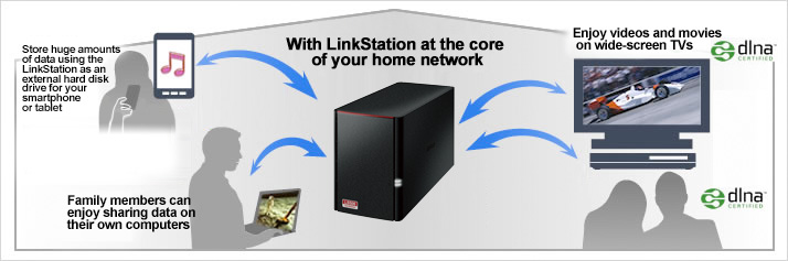 LinkStation™ 520D高性能2 顆硬碟NAS 網路伺服器 forhome - office_nas